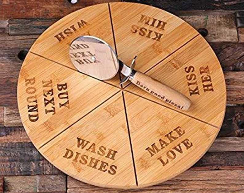 Platos para pizzas de madera con frases personalizadas